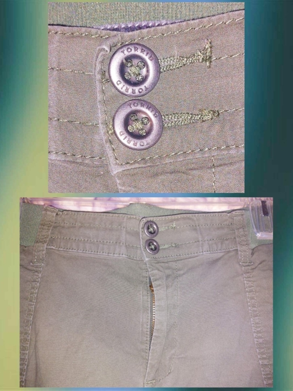 Torrid brand Olive Green Bermuda Stretch Poplin Mid-Rise Shorts Sz 26|4X - Picture 5 of 11